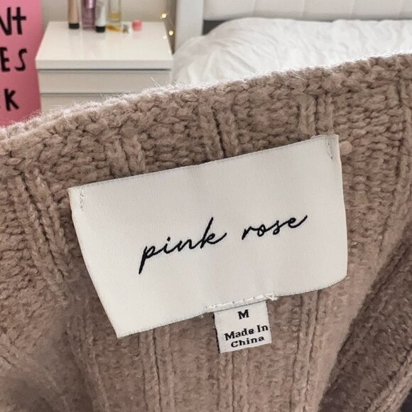 Tan beige off the shoulder sweater - Picture 3 of 3